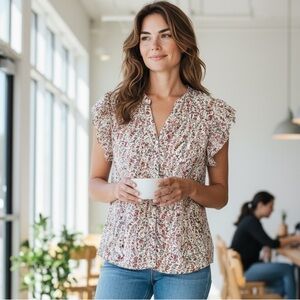 LOFT Multicolor Floral Blouse